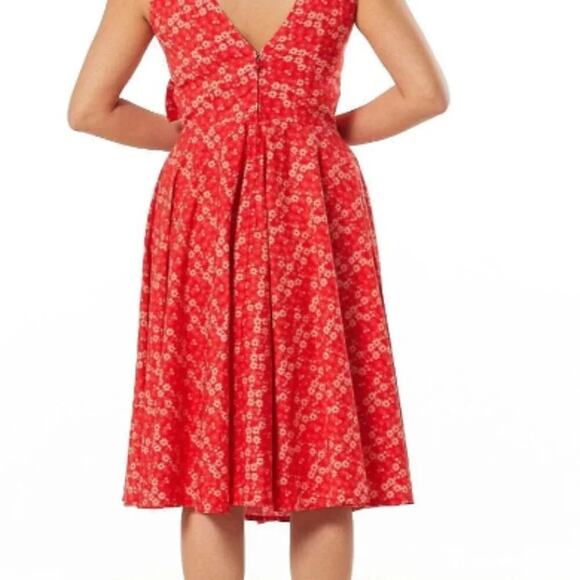 Copied - Unique Vintage Red Floral 50s Retro Swing Dress Sz US 10 #0083 - Picture 3 of 7